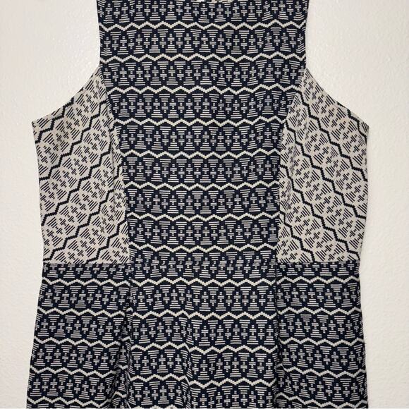 Ann Taylor Loft Shift Dress Woman's 6 Tapestry Geometric Ikat Print Navy Blue - Picture 6 of 16
